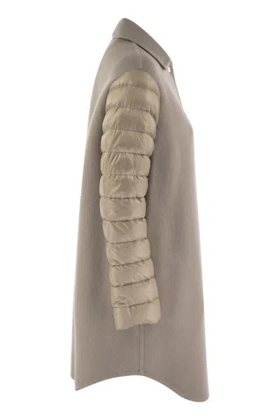 Herno Women's Coat With Down Sleeves In Beige