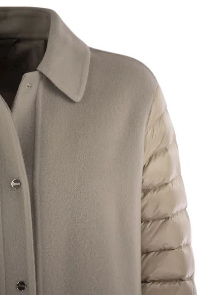 Herno Women's Coat With Down Sleeves In Beige