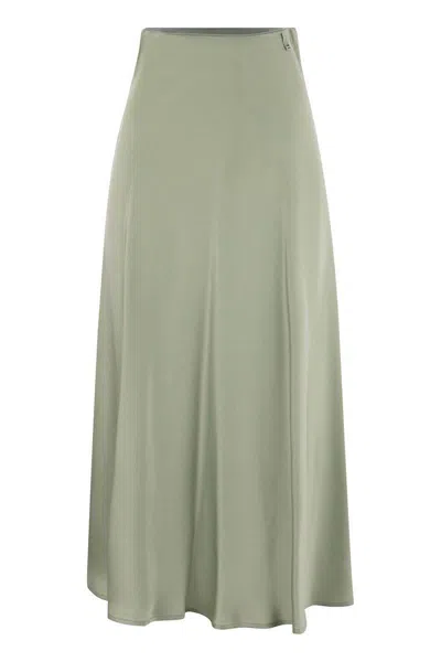 Shop Herno Satin Effect Long Skirt In Green