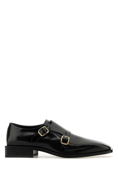 Ferragamo Double Monkstrap Leather Loafers In Black