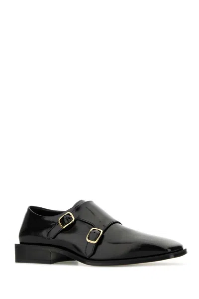 Ferragamo Double Monkstrap Leather Loafers In Black