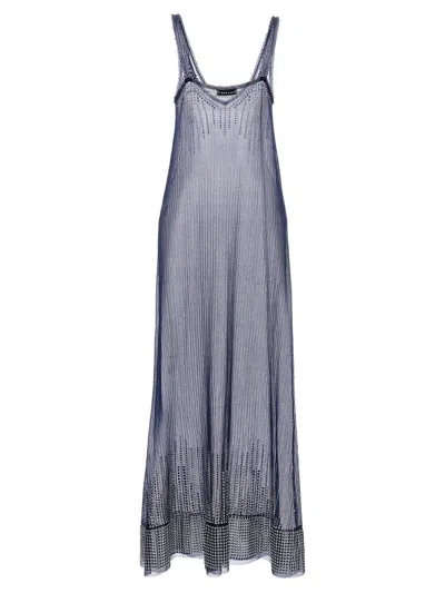 Rabanne Studded Mesh Dress Dresses In Blue