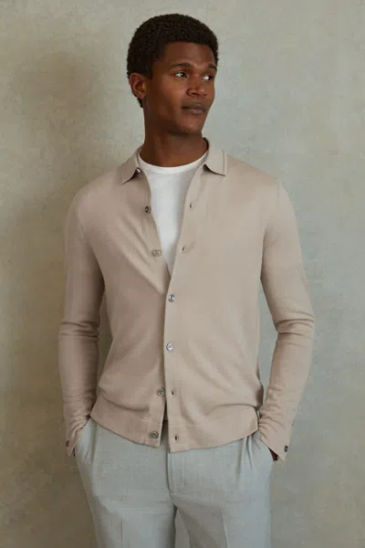 Shop Reiss Washed Stone Forbes Merino Wool Button-through Cardigan