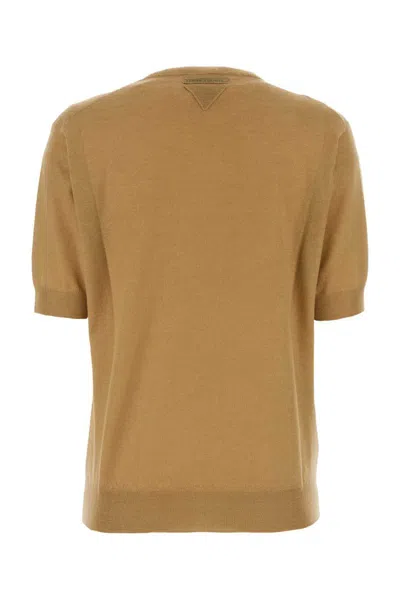 Prada Superfine Cashmere Short-sleeve Sweater In Animal Print