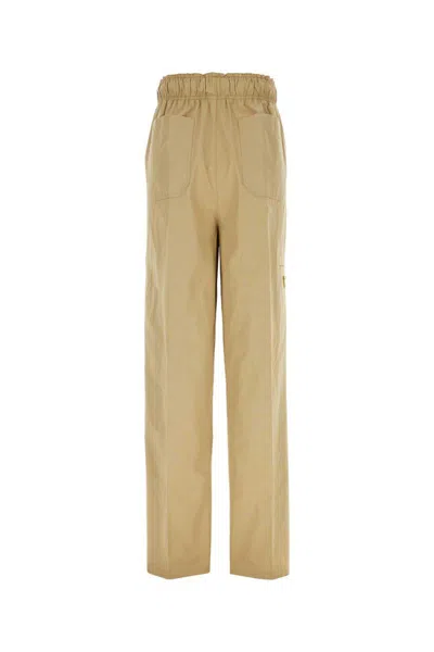 Prada Pantalone Dalla Gamba Ampia In Cotone Beige Donna In Beige O Tan
