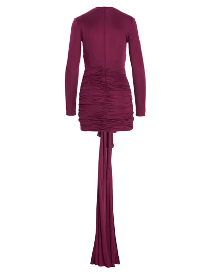 Shop Saint Laurent Draped Dress In Purple