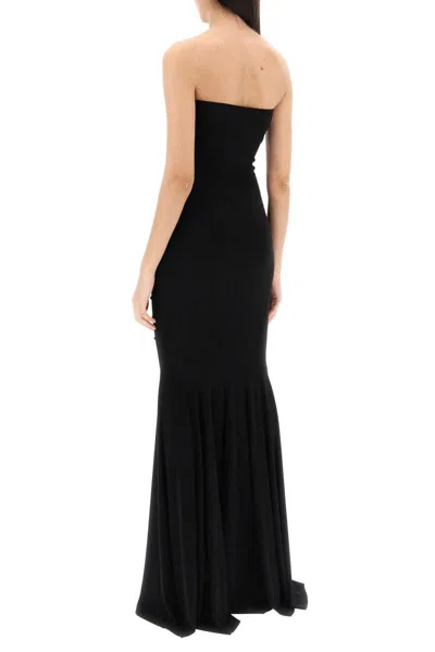 Shop Norma Kamali Strapless Mermaid-style Long Dress In Black