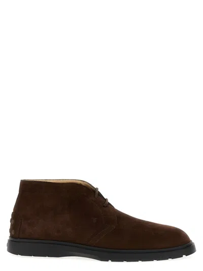 Shop Tod's Suede Boots In Brown