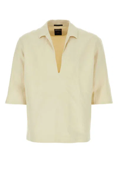 Shop Zegna Shirts In Beige O Tan