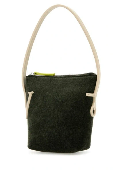 Jw Anderson Mini Anchor Hobo - Chenille Top Handle Bag In Green