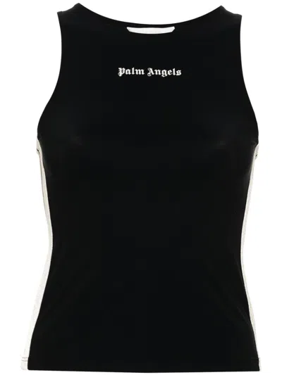 Palm Angels Crew Neck Racerback Sleeveless Tank Top In Black