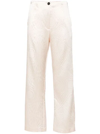 Forte Forte Patterned Straight Trousers In Neutrals