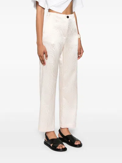 Shop Forte Forte Patterned Straight Trousers In Neutrals