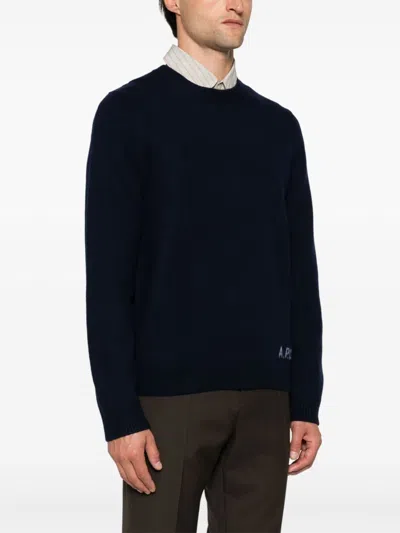 Apc A.p.c. 'edward' Sweater With Logo Inlay In Blue