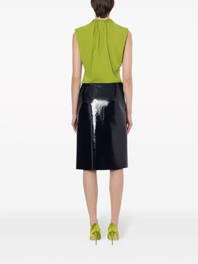 Philosophy Di Lorenzo Serafini Midi Blue Skirt With Slit In Vynil Woman In Blue
