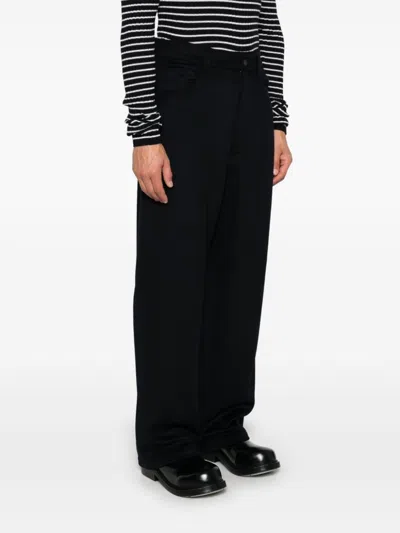 Emporio Armani Flannel Trousers In Blue