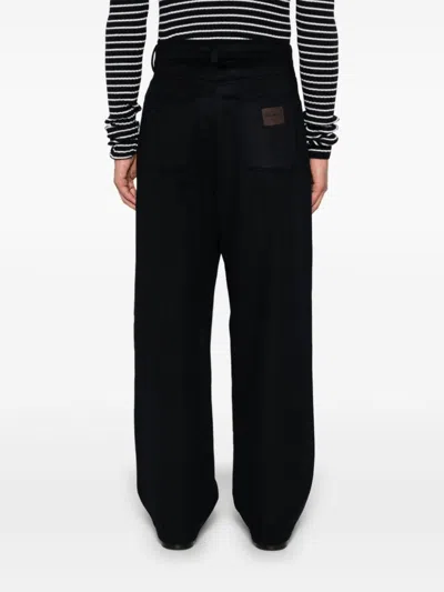 Emporio Armani Flannel Trousers In Blue