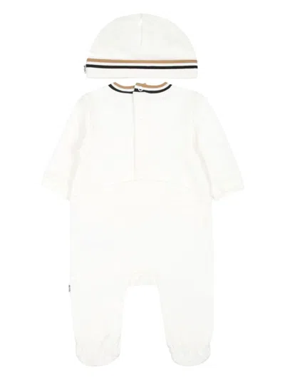 Bosswear Stripe-detail Babygrow Set In White