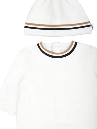Bosswear Stripe-detail Babygrow Set In White