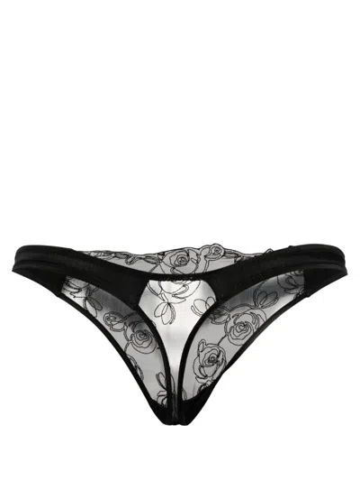 Kiki De Montparnasse Lace Juliette Thong In Black