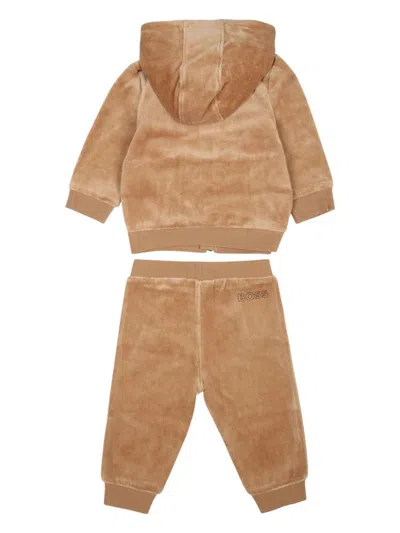 Bosswear Velvet Tracksuit Set In Brown