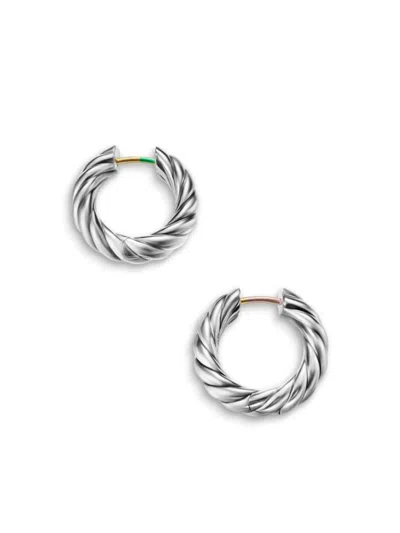 David Yurman Sculpted Cable Hoop Earrings In Silver