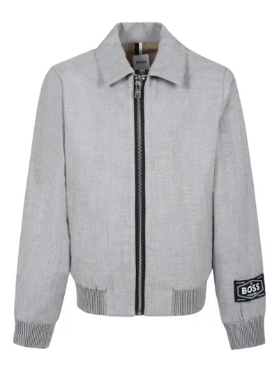 Bosswear Logo-patch Bomber Jacket In Grey