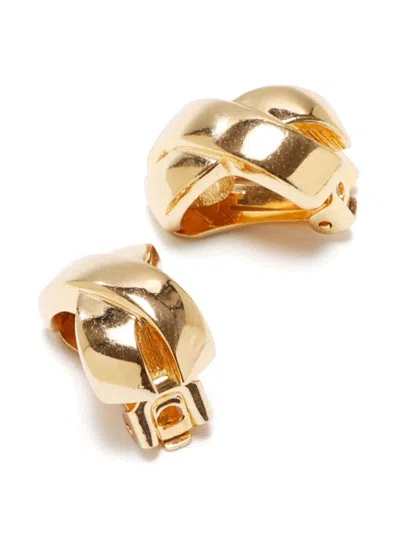 Pre-owned Dior Twist Clip-on Earrings In Gold