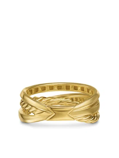 David Yurman 18kt Yellow Gold Crossover Trio Three Row Diamond Ring In Gold
