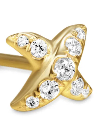 David Yurman 18kt Yellow Gold Crossover X Diamond Stud Earrings In Silver