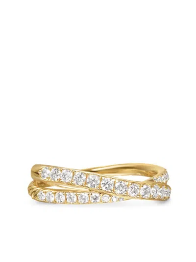 David Yurman 18kt Yellow Gold Crossover Diamond Ring In Gold