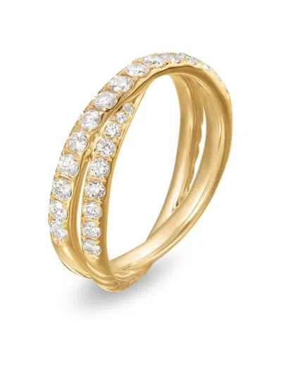 David Yurman 18kt Yellow Gold Crossover Diamond Ring In Gold