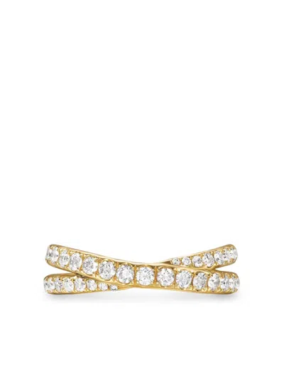 David Yurman 18kt Yellow Gold Crossover Diamond Ring In Gold