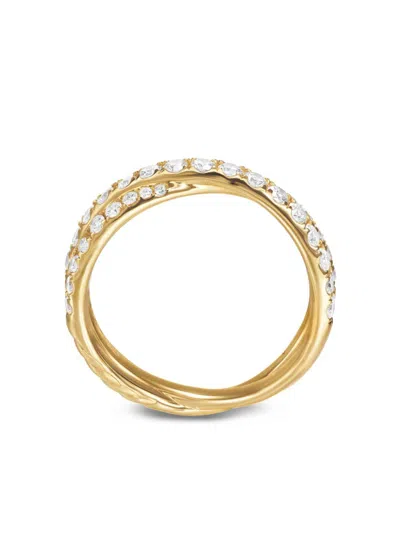 David Yurman 18kt Yellow Gold Crossover Diamond Ring In Gold