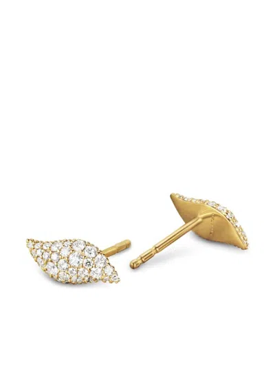 David Yurman 18kt Yellow Gold Petite Flute Diamond Stud Earrings In Gold