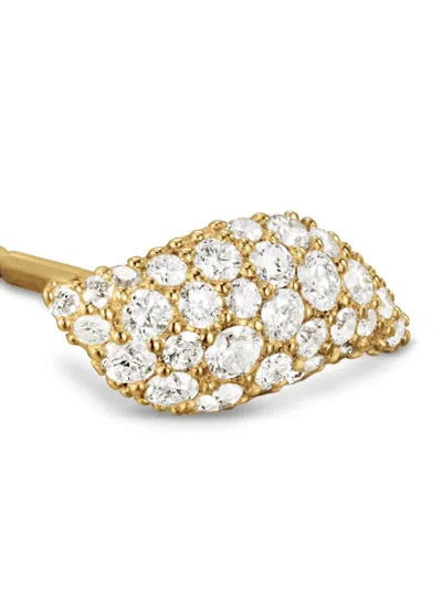 David Yurman 18kt Yellow Gold Petite Flute Diamond Stud Earrings In Gold