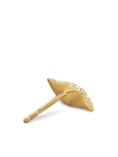 David Yurman 18kt Yellow Gold Petite Flute Diamond Stud Earrings In Gold