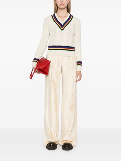 Ermanno Scervino Corduroy Bootcut Trousers In Neutrals