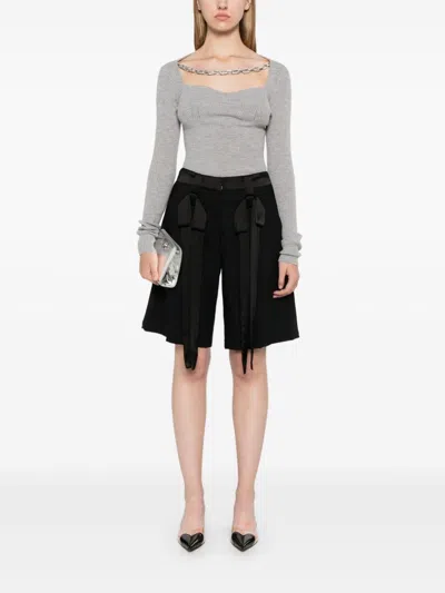 Giuseppe Di Morabito Square Neck Chain Detail Fitted Sweater In Grey