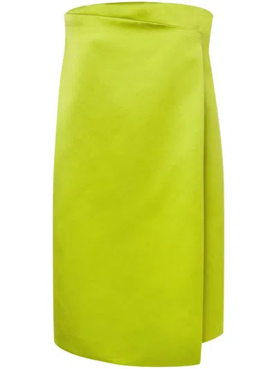 Philosophy Di Lorenzo Serafini Viscose Duchesse Satin Midi Skirt In Green