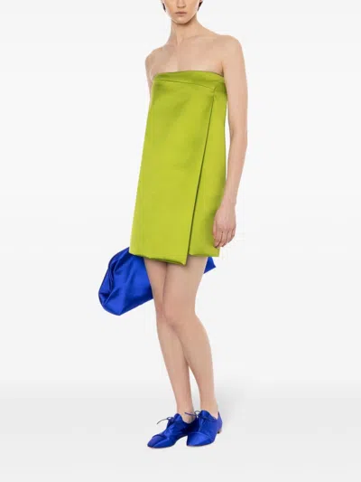 Philosophy Di Lorenzo Serafini Viscose Duchesse Satin Midi Skirt In Green