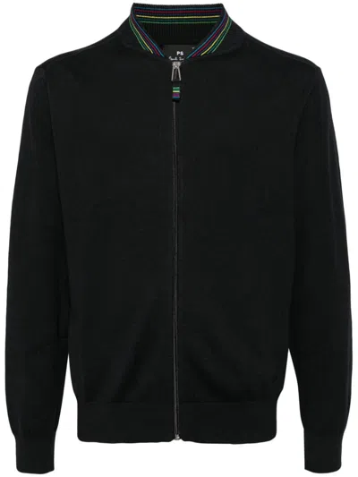 Ps By Paul Smith Zipped Cardigan In Black
