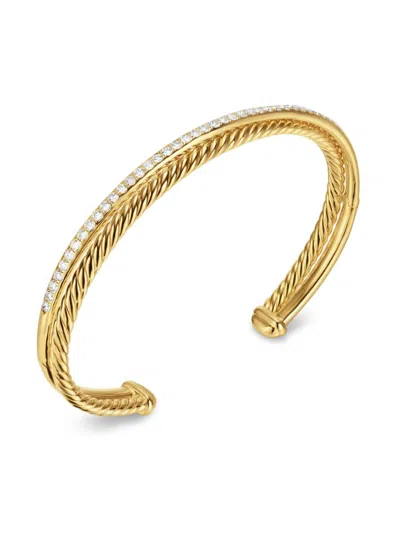David Yurman 18kt Yellow Gold Crossover Two Row Diamond Bracelet In Gold