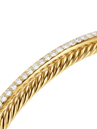David Yurman 18kt Yellow Gold Crossover Two Row Diamond Bracelet In Gold