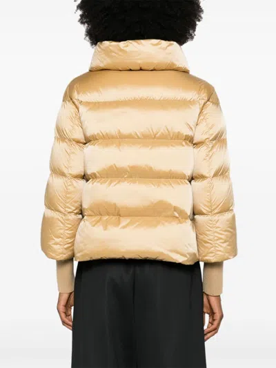 Add Quilted Puffer Jacket In Gold
