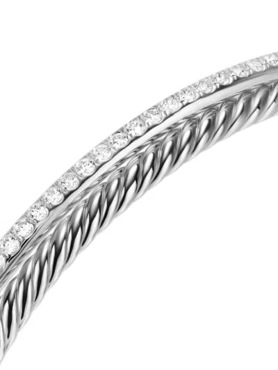 David Yurman Crossover Two Row Diamond Bracelet In Silver