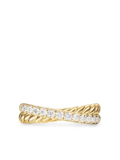 David Yurman 18kt Yellow Gold Crossover Two Row Diamond Ring In Gold