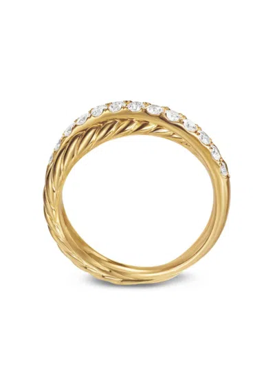 David Yurman 18kt Yellow Gold Crossover Two Row Diamond Ring In Gold
