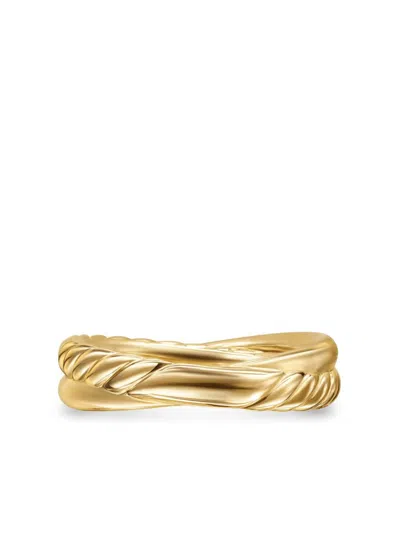 David Yurman 18kt Yellow Gold Crossover Two Row Diamond Ring In Gold