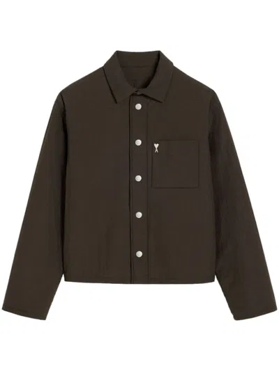 Shop Ami Alexandre Mattiussi Ami De Coeur Padded Overshirt In Brown